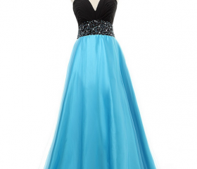 Exquisite A-line V-neck Chiffon Homecoming Dress With Rhinestone ...
