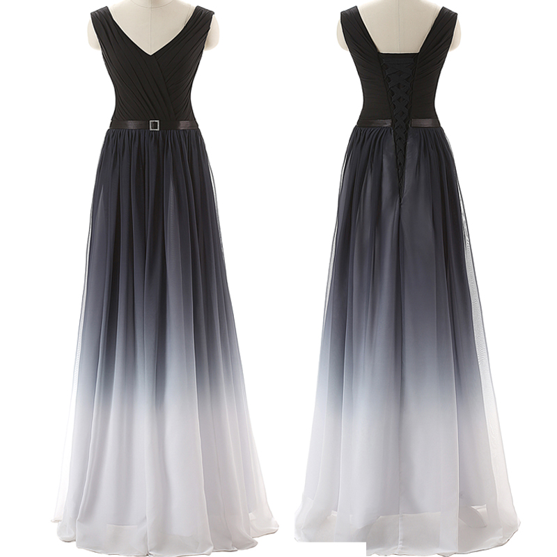 white to black ombre dress