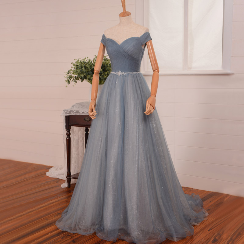 blue grey cocktail dress