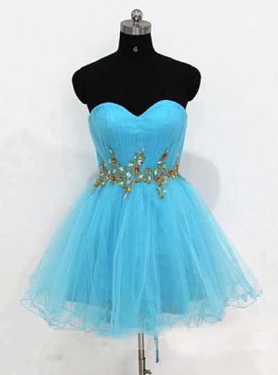 Blue Sweetheart Homecoming Dress,Organza Homecoming Dresses on Luulla